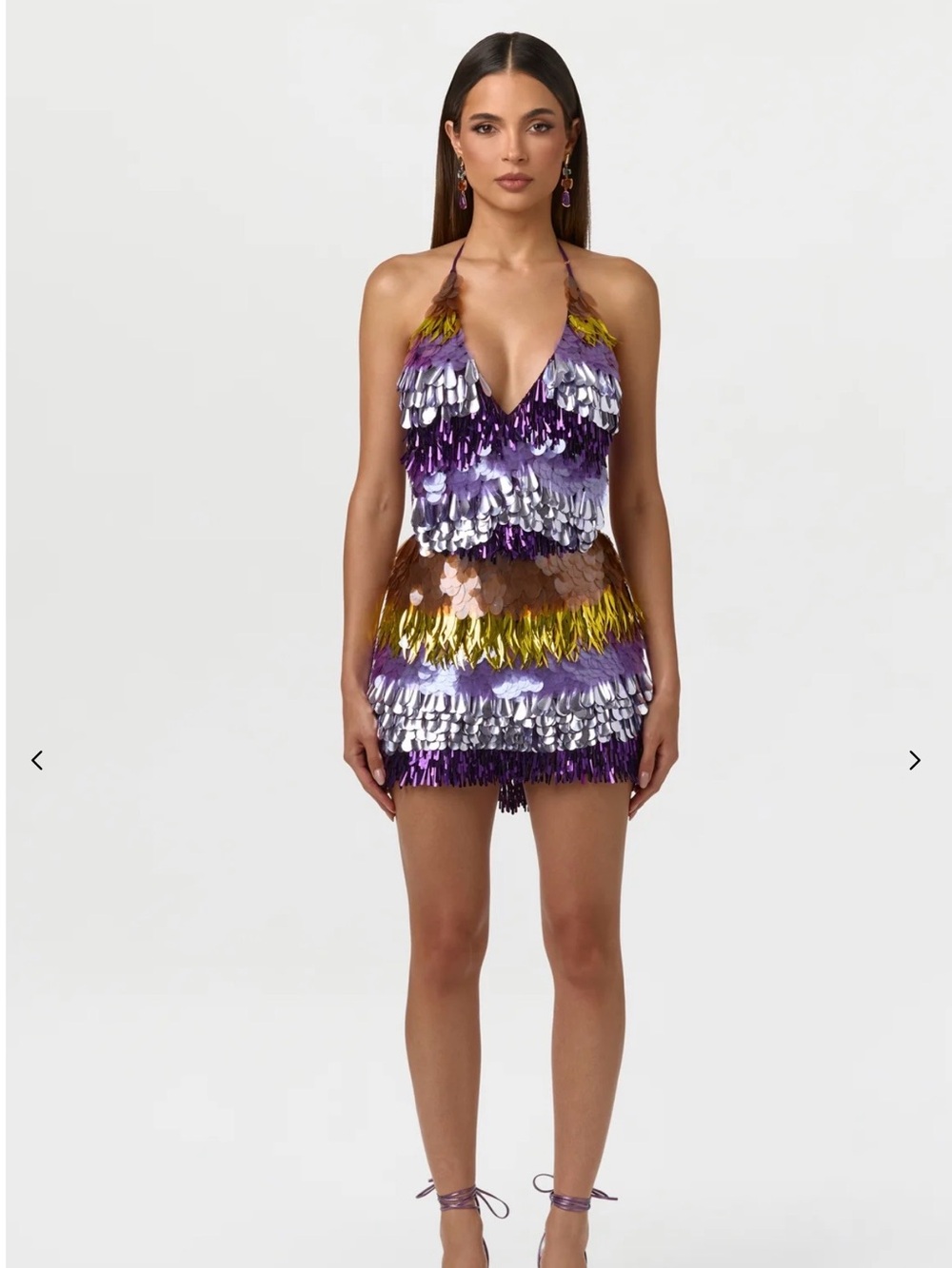✨ NAKED WARDROBE SEQUIN PLUNGE HALTER MINI DRESS ✨